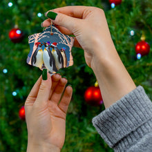 Load image into Gallery viewer, Penguin Holiday Ceramic Ornament, 4 Shapes
