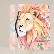 Load image into Gallery viewer, Lion of The Tribe of Judah Watercolor Bible Cover | Custom Floral Bible Cover Faux Leather | Religious Christian Gift | Cute Bible Case
